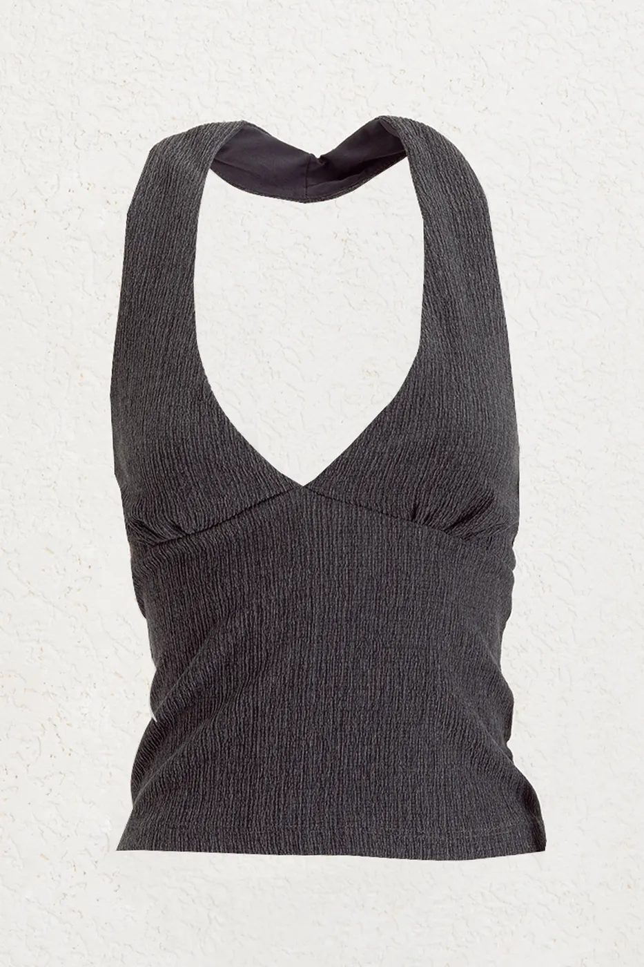 Bayan Antrasit Dokulu Halter Yaka Top