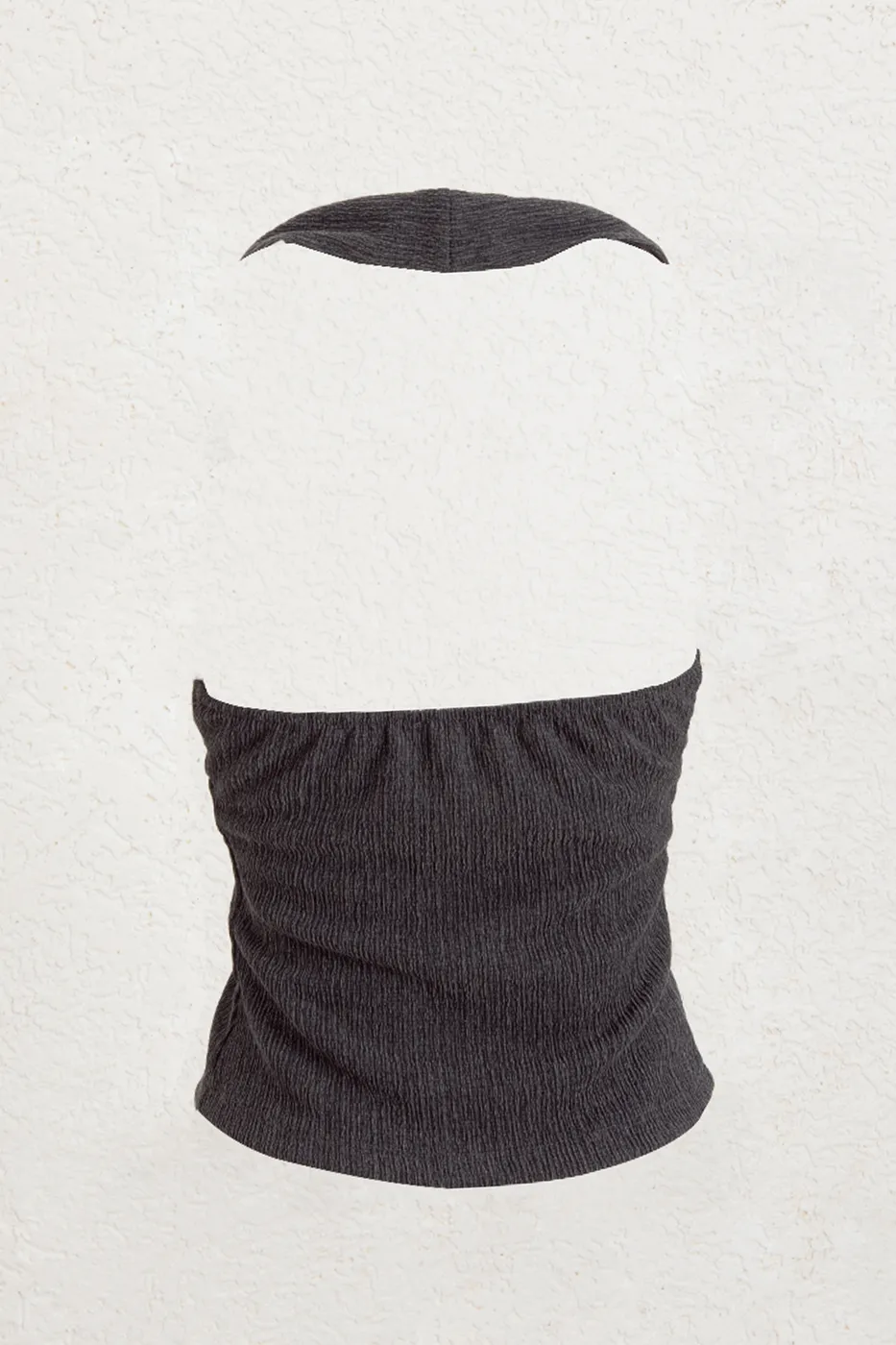 Bayan Antrasit Dokulu Halter Yaka Top