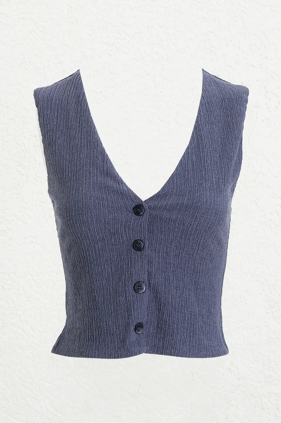 Bayan İndigo Dokulu Fit Yelek