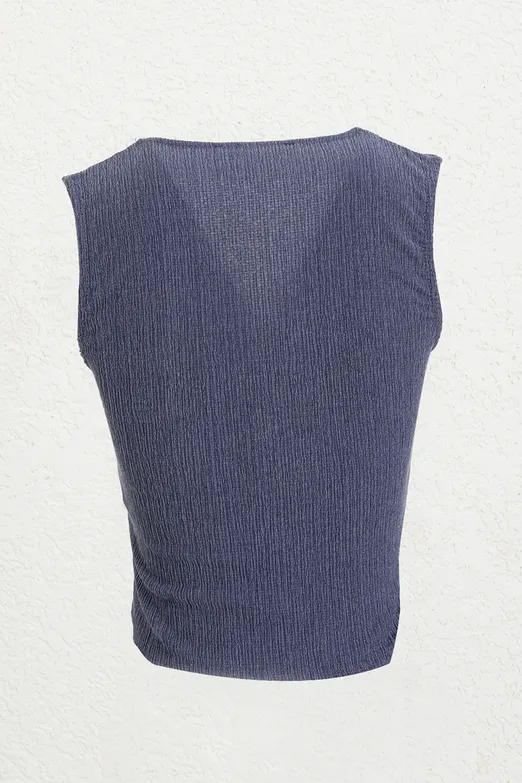 Bayan İndigo Dokulu Fit Yelek - BSL