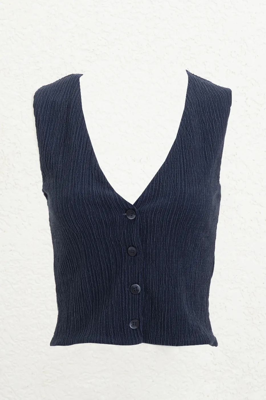 Bayan Lacivert Dokulu Fit Yelek