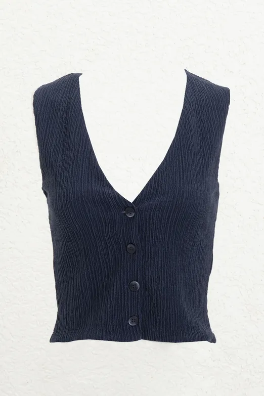 Bayan Lacivert Dokulu Fit Yelek - BSL