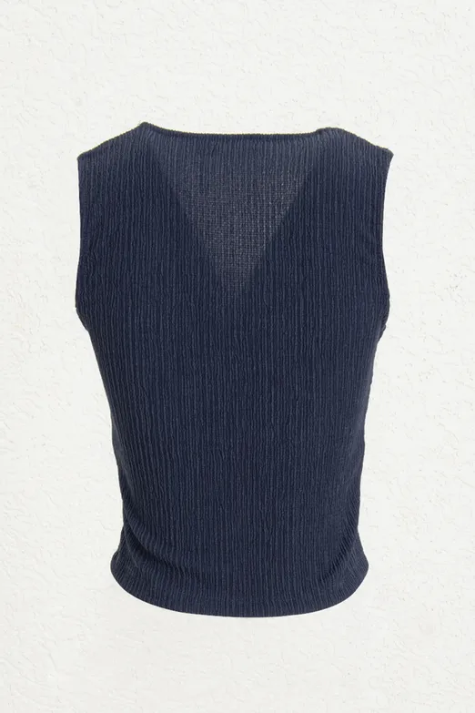 Bayan Lacivert Dokulu Fit Yelek - BSL