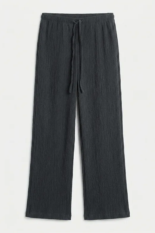 Bayan Antrasit Dokulu Düz Kesim Pantolon - BSL