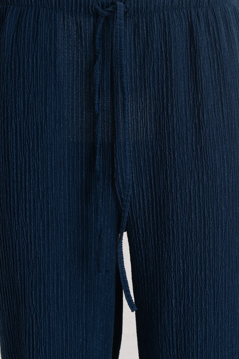 Bayan Lacivert Dokulu Düz Kesim Pantolon