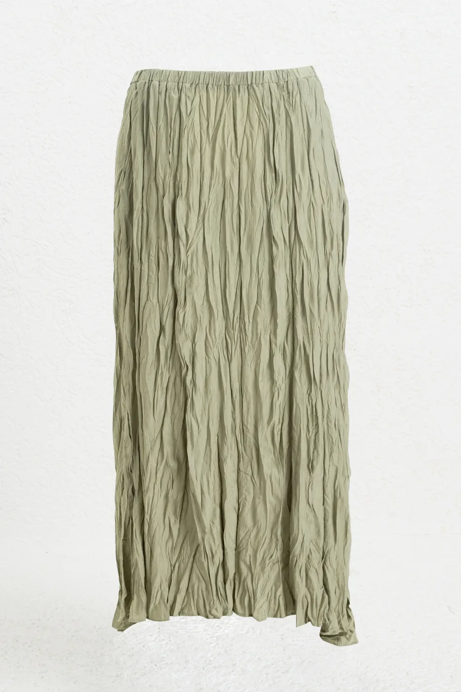 Bayan Bej Crashlı Midi Etek