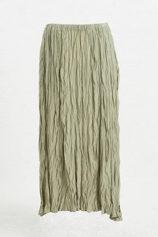 Bayan Bej Crashlı Midi Etek - BSL