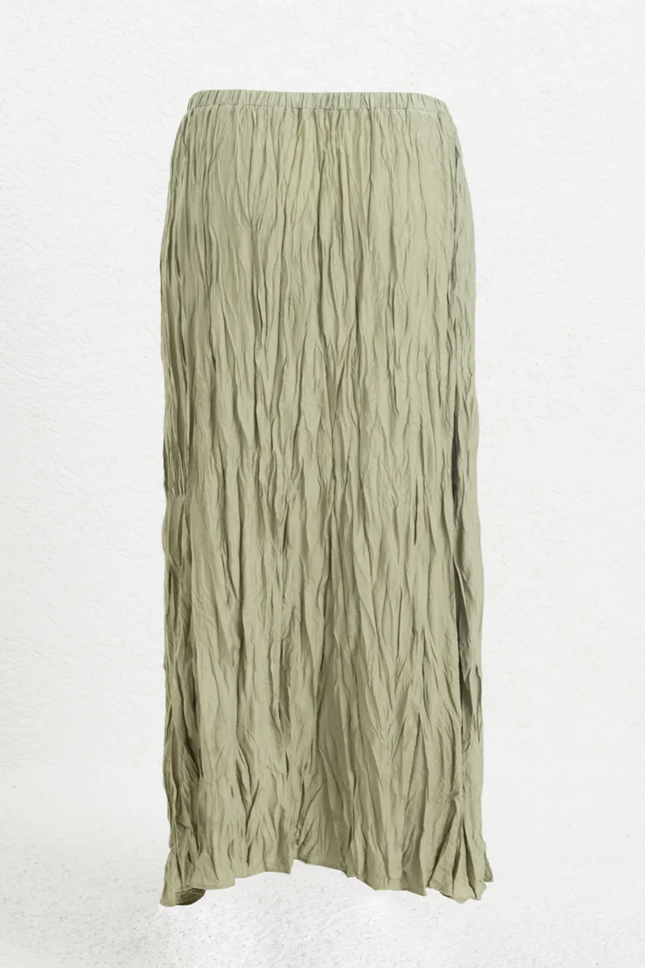 Bayan Bej Crashlı Midi Etek