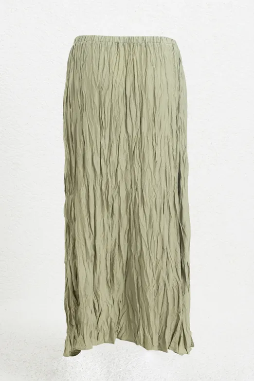 Bayan Bej Crashlı Midi Etek - BSL