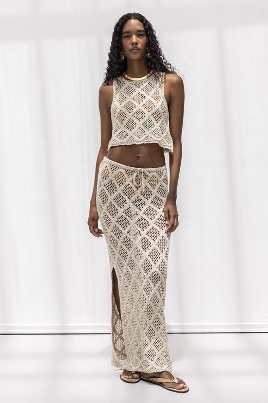 Bayan  Örme File Maksi Plaj Eteği