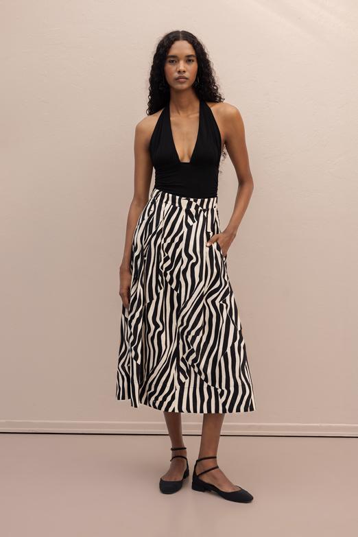 Bayan  Desenli Midi Etek