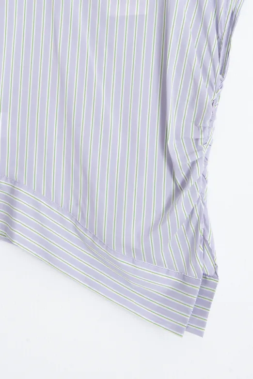 Bayan Lila Asimetrik Poplin Bluz - BSL