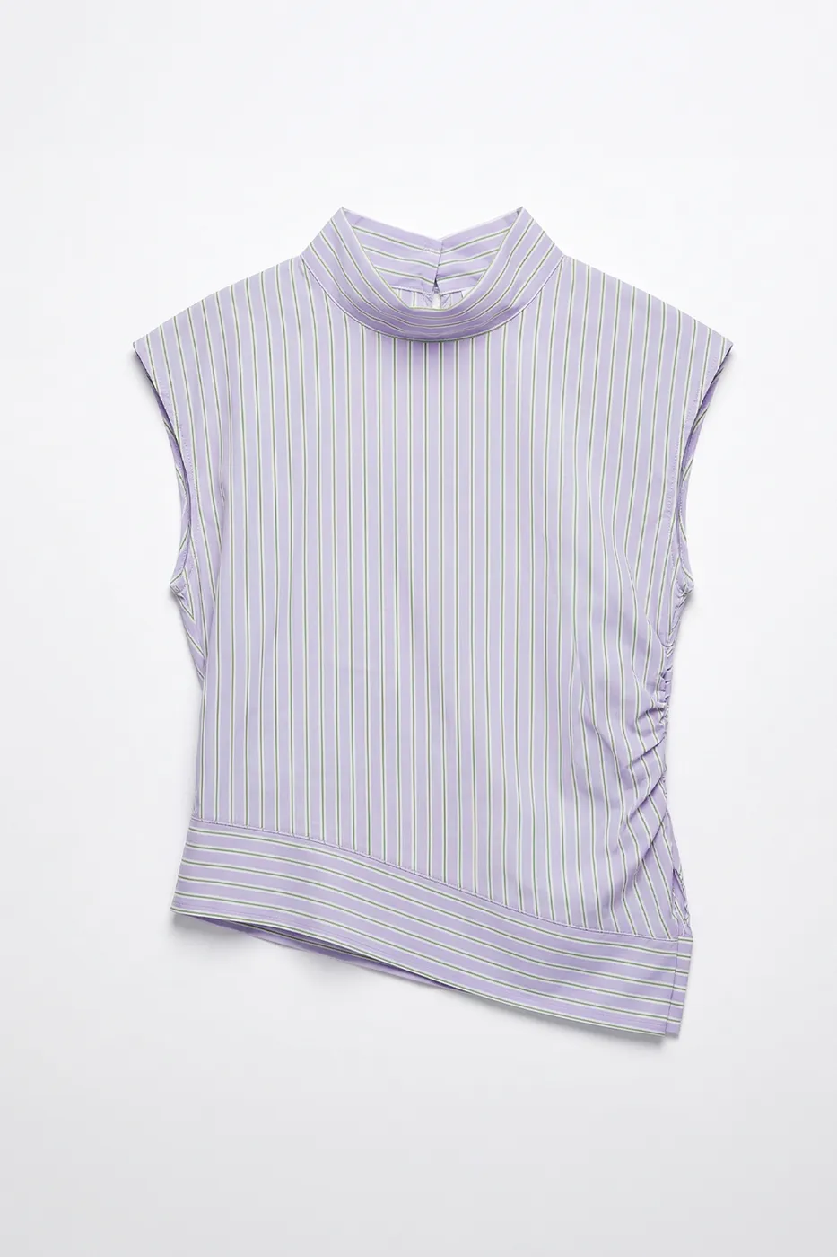 Bayan Lila Asimetrik Poplin Bluz