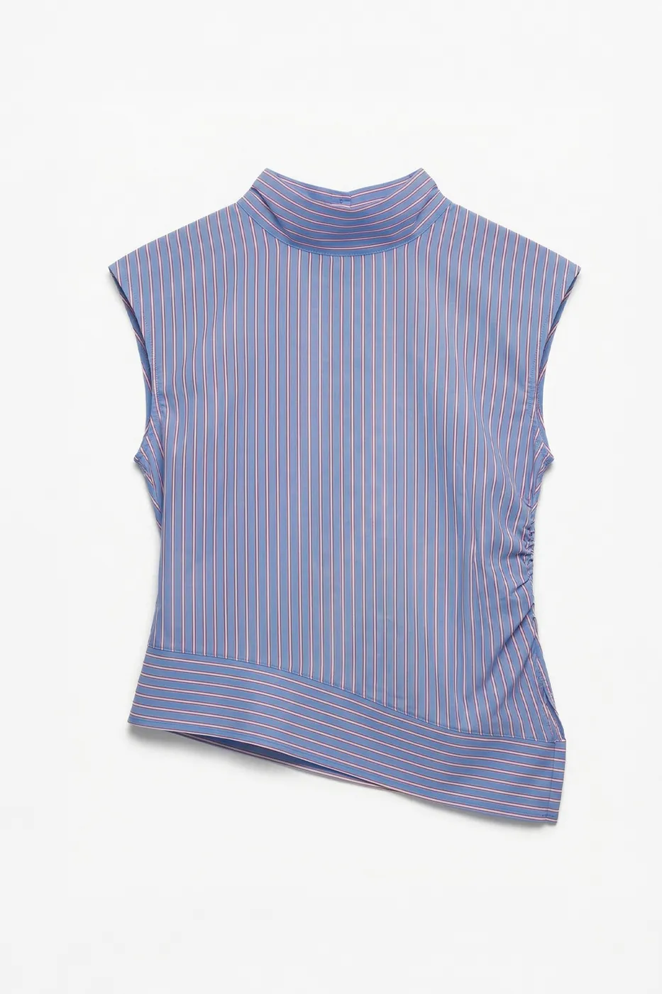 Bayan Mavi Asimetrik Poplin Bluz