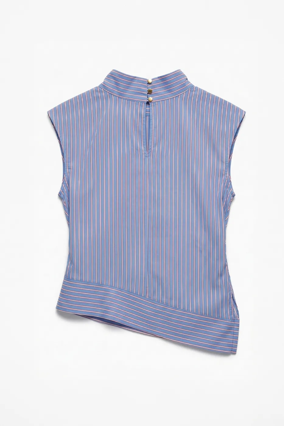 Bayan Mavi Asimetrik Poplin Bluz