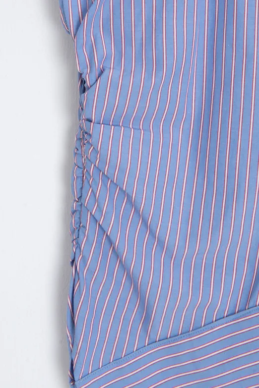 Bayan Mavi Asimetrik Poplin Bluz - BSL