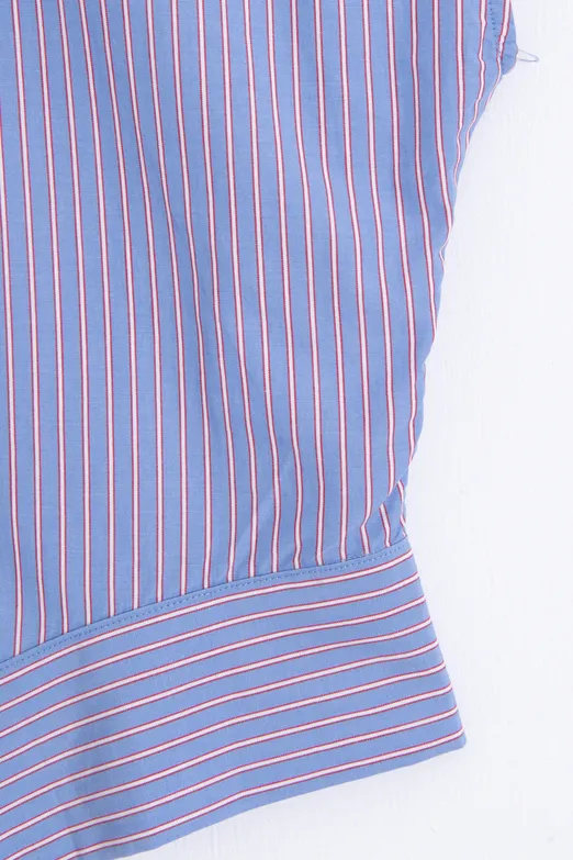 Bayan Mavi Asimetrik Poplin Bluz - BSL