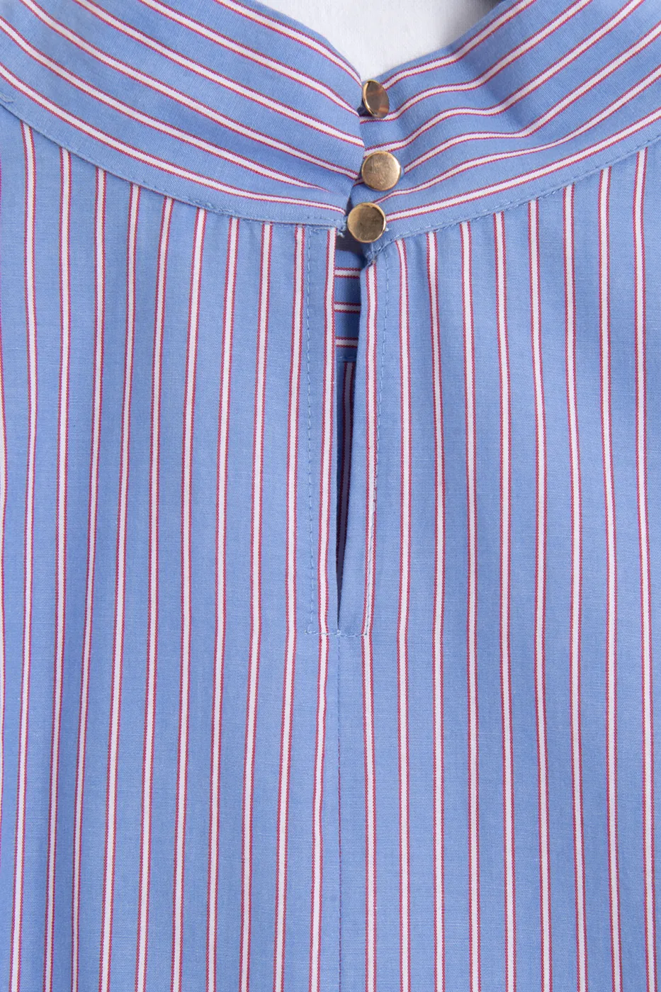 Bayan Mavi Asimetrik Poplin Bluz