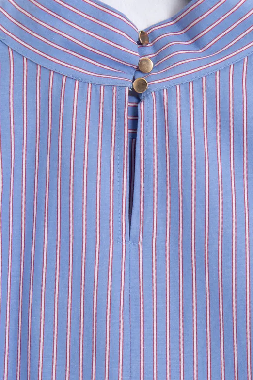 Bayan Mavi Asimetrik Poplin Bluz - BSL