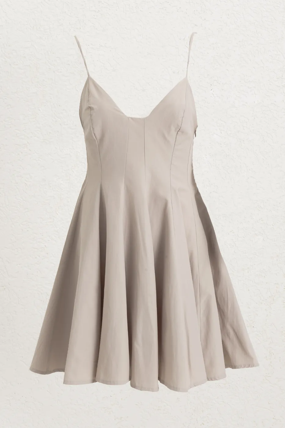 Bayan Bej Askılı Poplin Mini Elbise