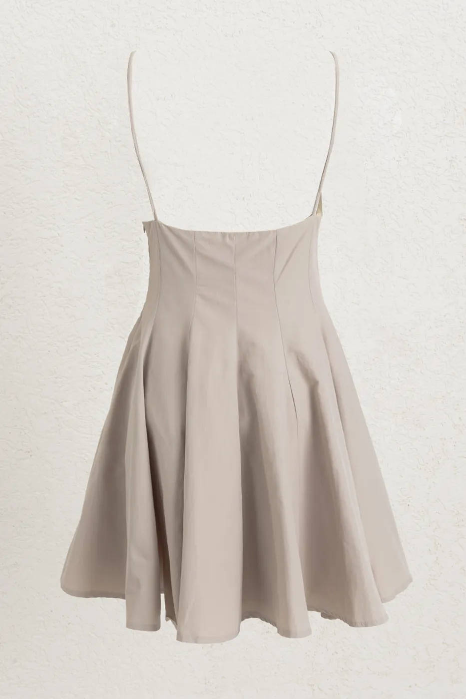 Bayan Bej Askılı Poplin Mini Elbise