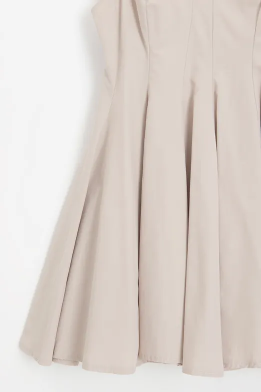 Bayan Bej Askılı Poplin Mini Elbise - BSL