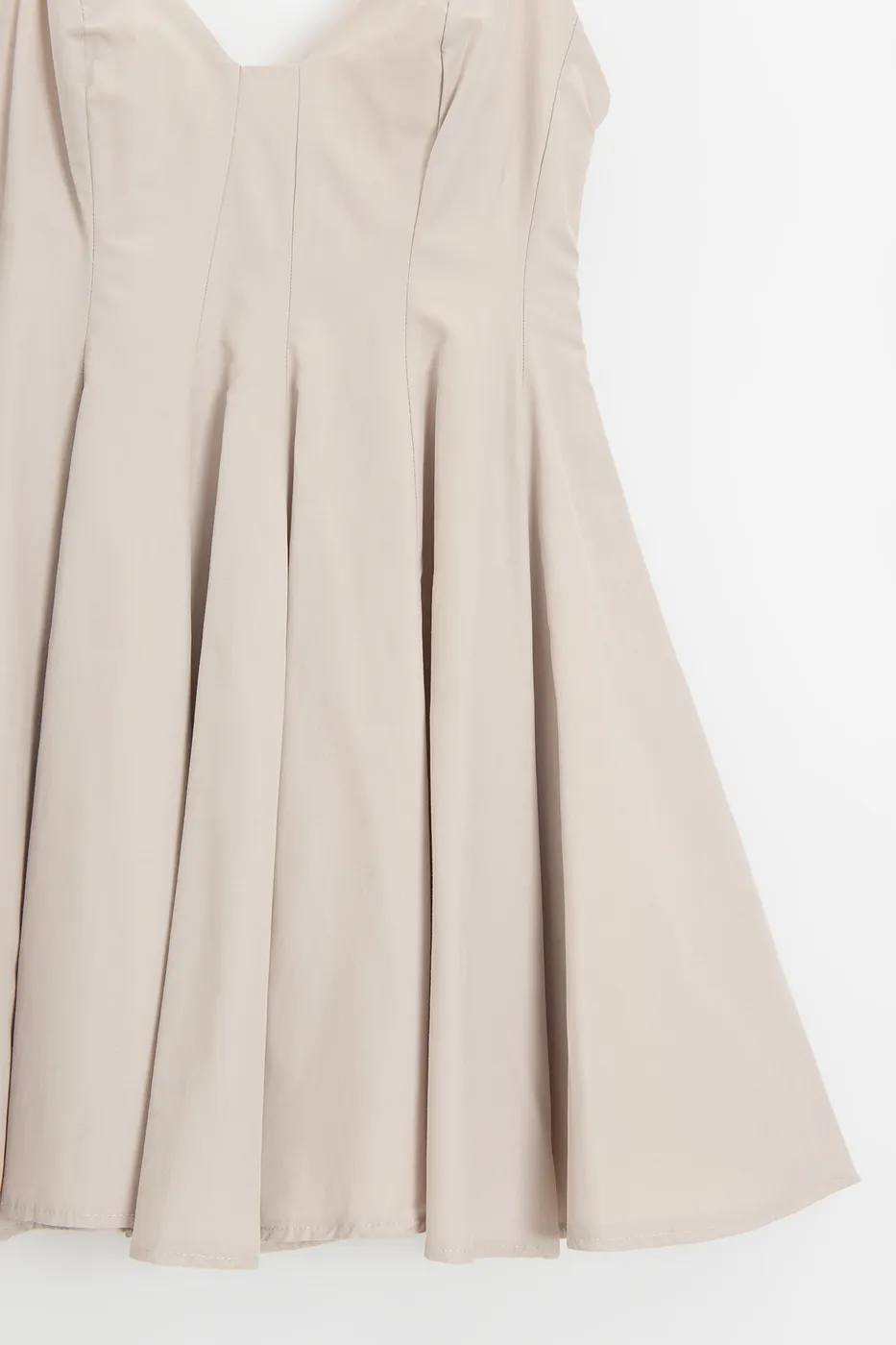 Bayan Bej Askılı Poplin Mini Elbise