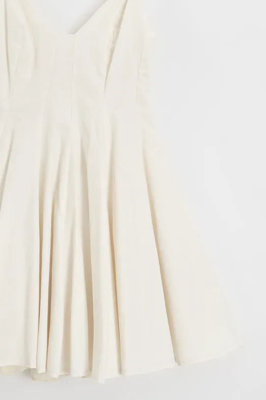 Bayan Ekru Askılı Poplin Mini Elbise - BSL