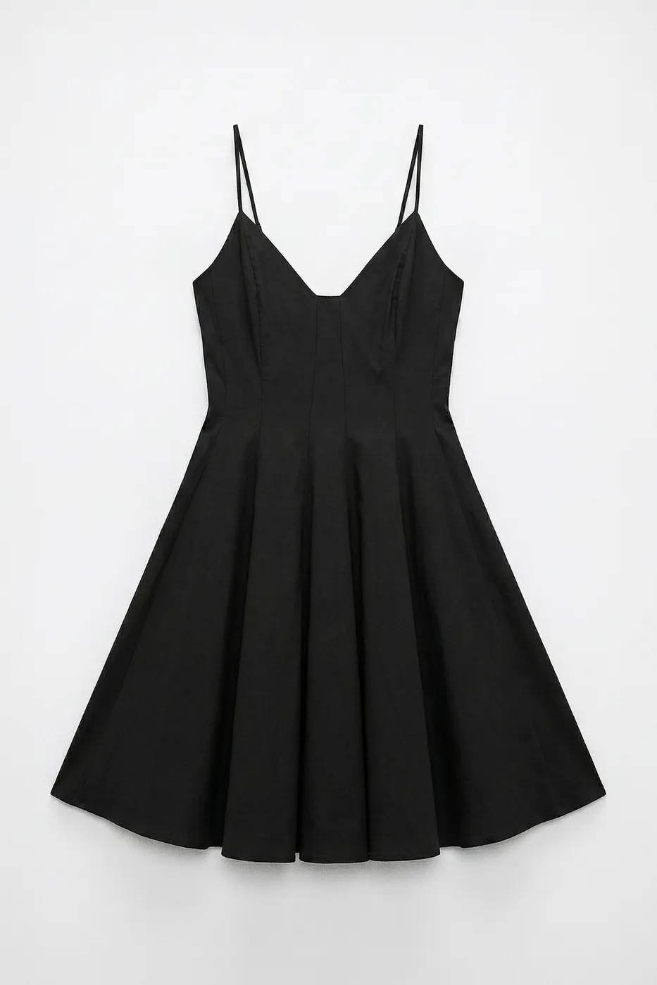 Bayan Siyah Askılı Poplin Mini Elbise