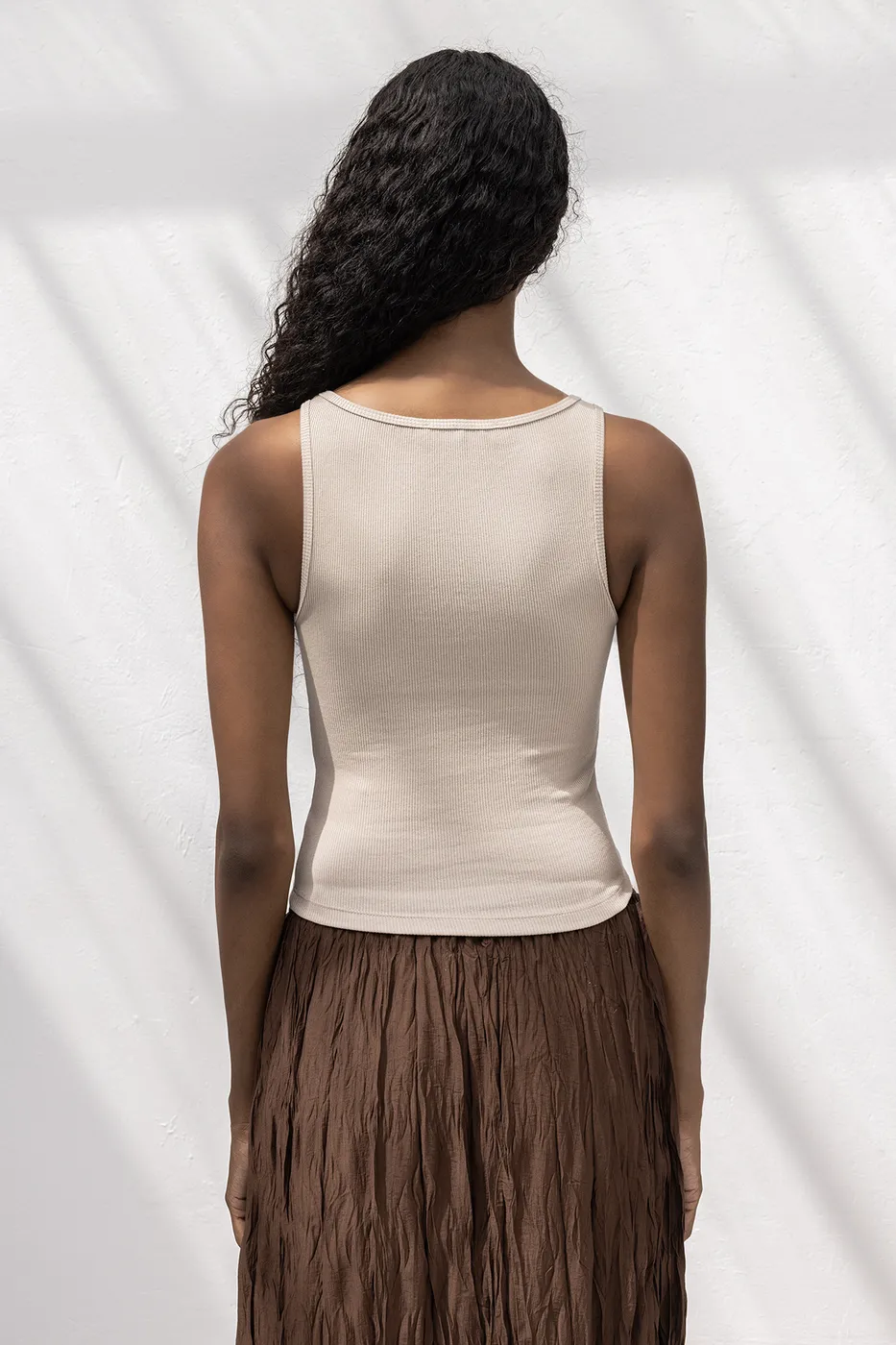 Bayan Bej Fitilli Kolsuz Top