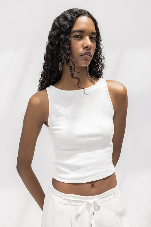 Bayan Ekru Fitilli Kolsuz Top - BSL