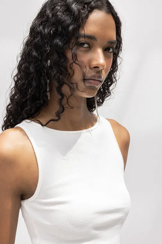 Bayan Ekru Fitilli Kolsuz Top - BSL