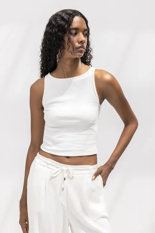 Bayan Ekru Fitilli Kolsuz Top - BSL