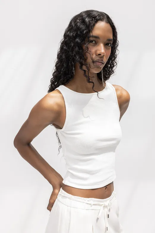 Bayan Ekru Fitilli Kolsuz Top - BSL