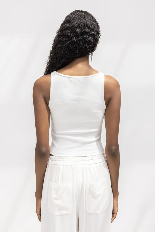 Bayan Ekru Fitilli Kolsuz Top - BSL