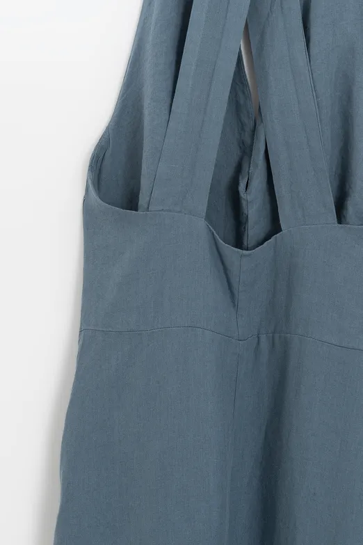 Bayan Mavi Oversize Midi Elbise - BSL