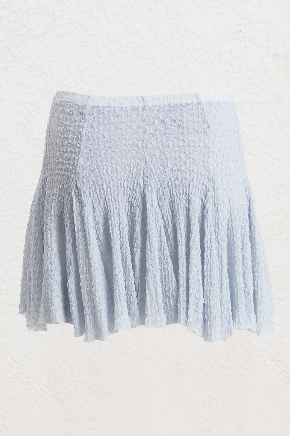 Bayan Mavi Volanlı Dantel Mini Şort Etek