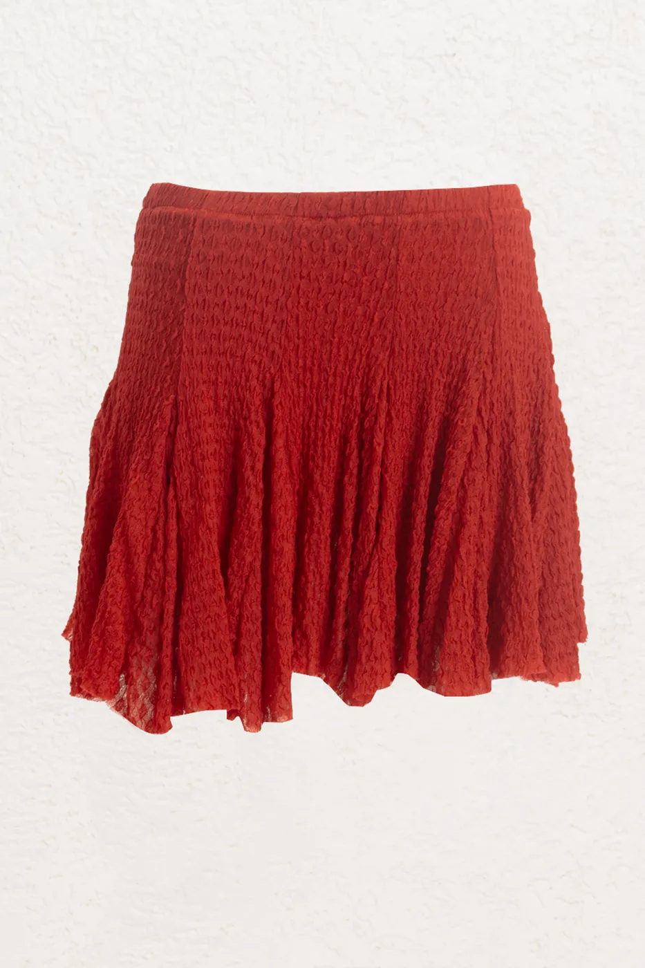 Bayan Kırmızı Volanlı Dantel Mini Şort Etek