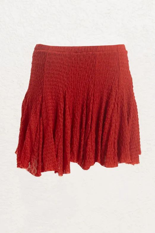 Bayan Kırmızı Volanlı Dantel Mini Şort Etek - BSL