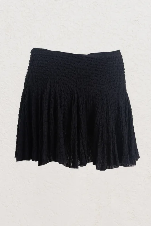 Bayan Lacivert Volanlı Dantel Mini Şort Etek - BSL