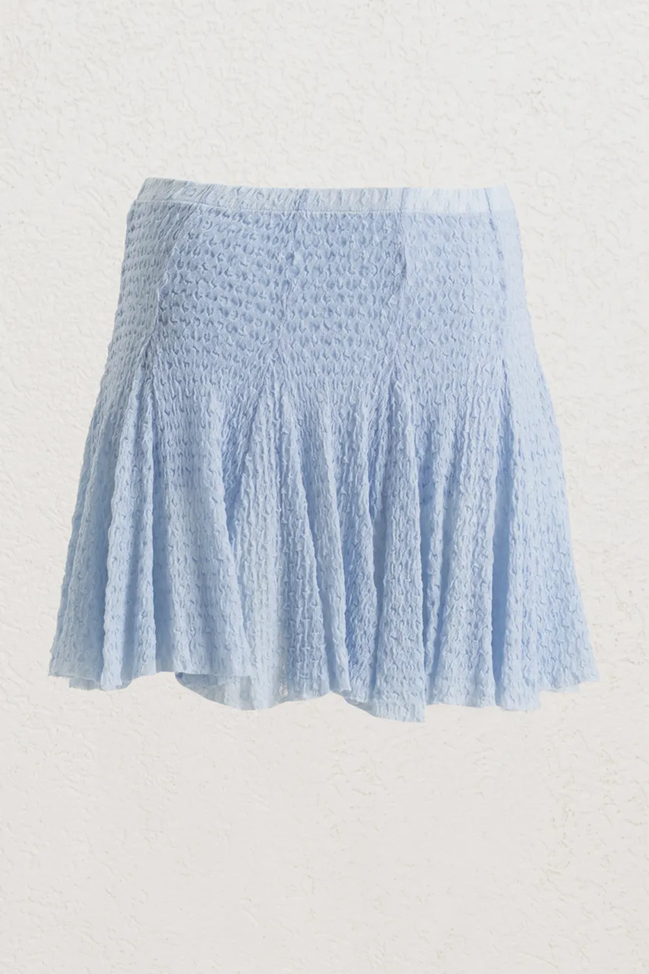 Bayan Mavi Volanlı Dantel Mini Şort Etek