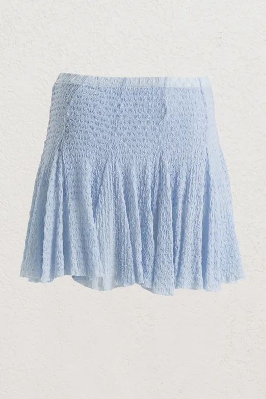 Bayan Mavi Volanlı Dantel Mini Şort Etek - BSL