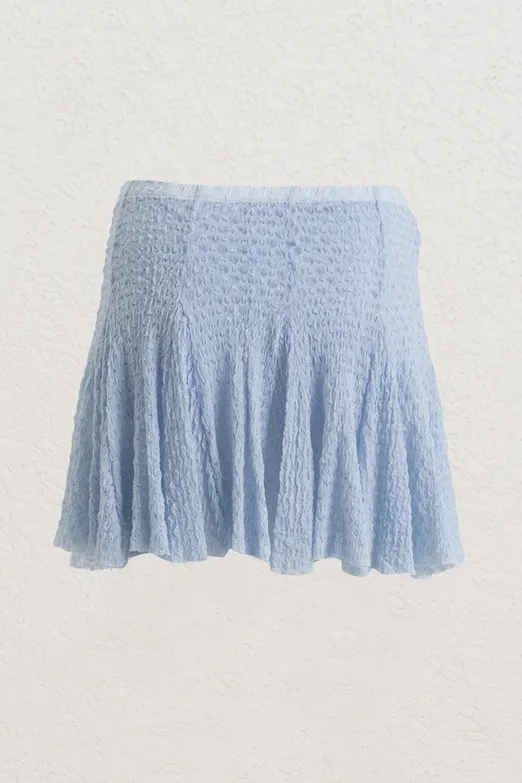 Bayan Mavi Volanlı Dantel Mini Şort Etek - BSL