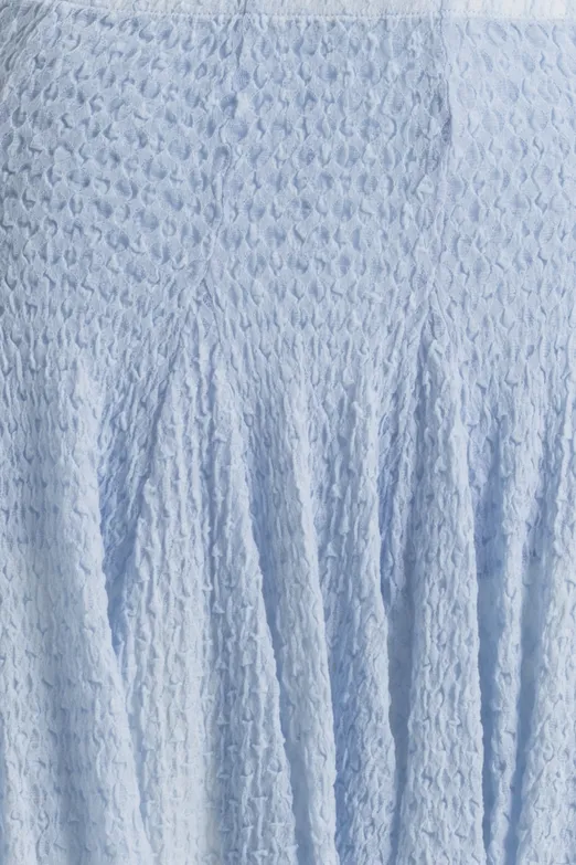 Bayan Mavi Volanlı Dantel Mini Şort Etek - BSL