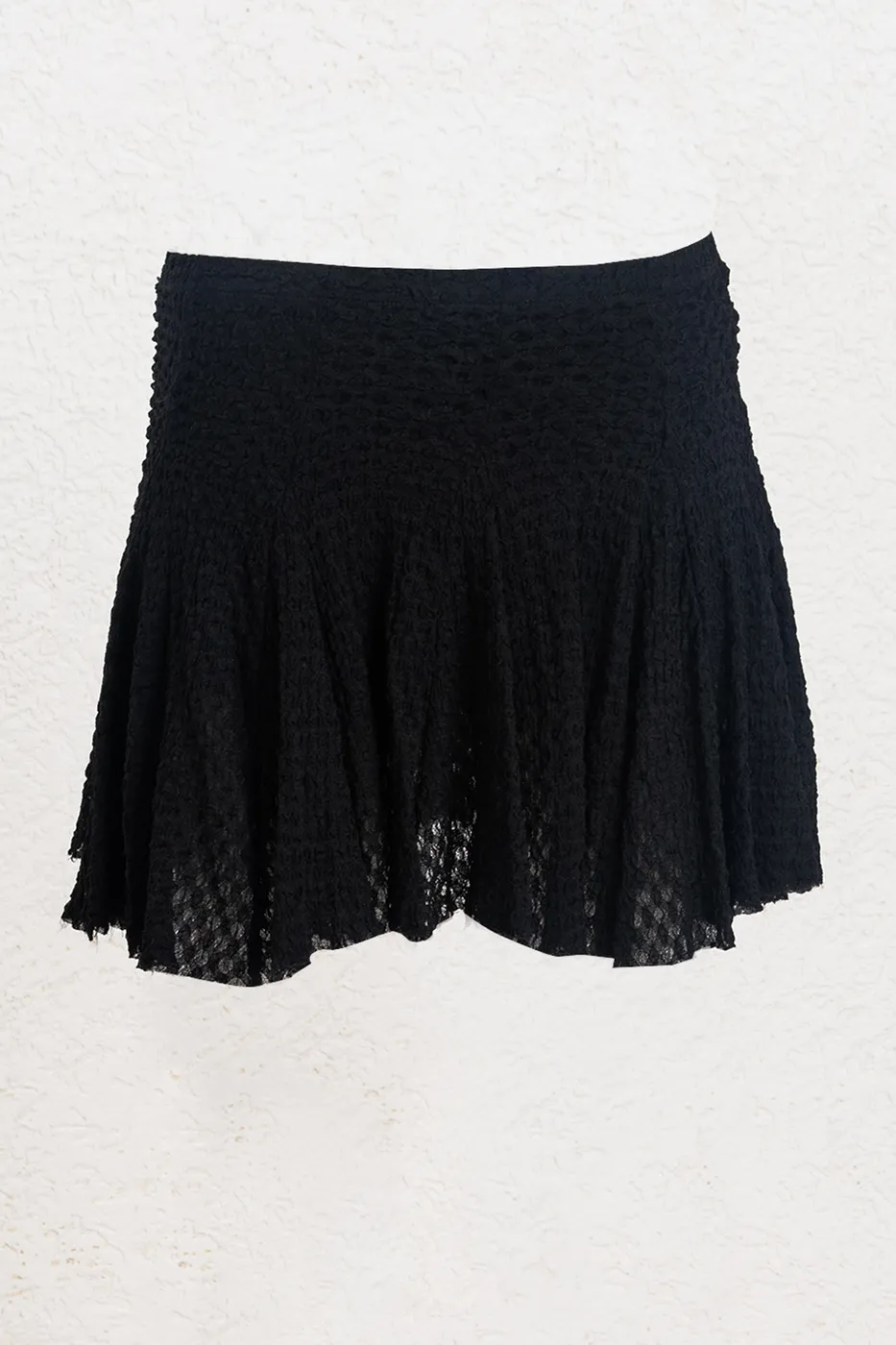 Bayan Siyah Volanlı Dantel Mini Şort Etek