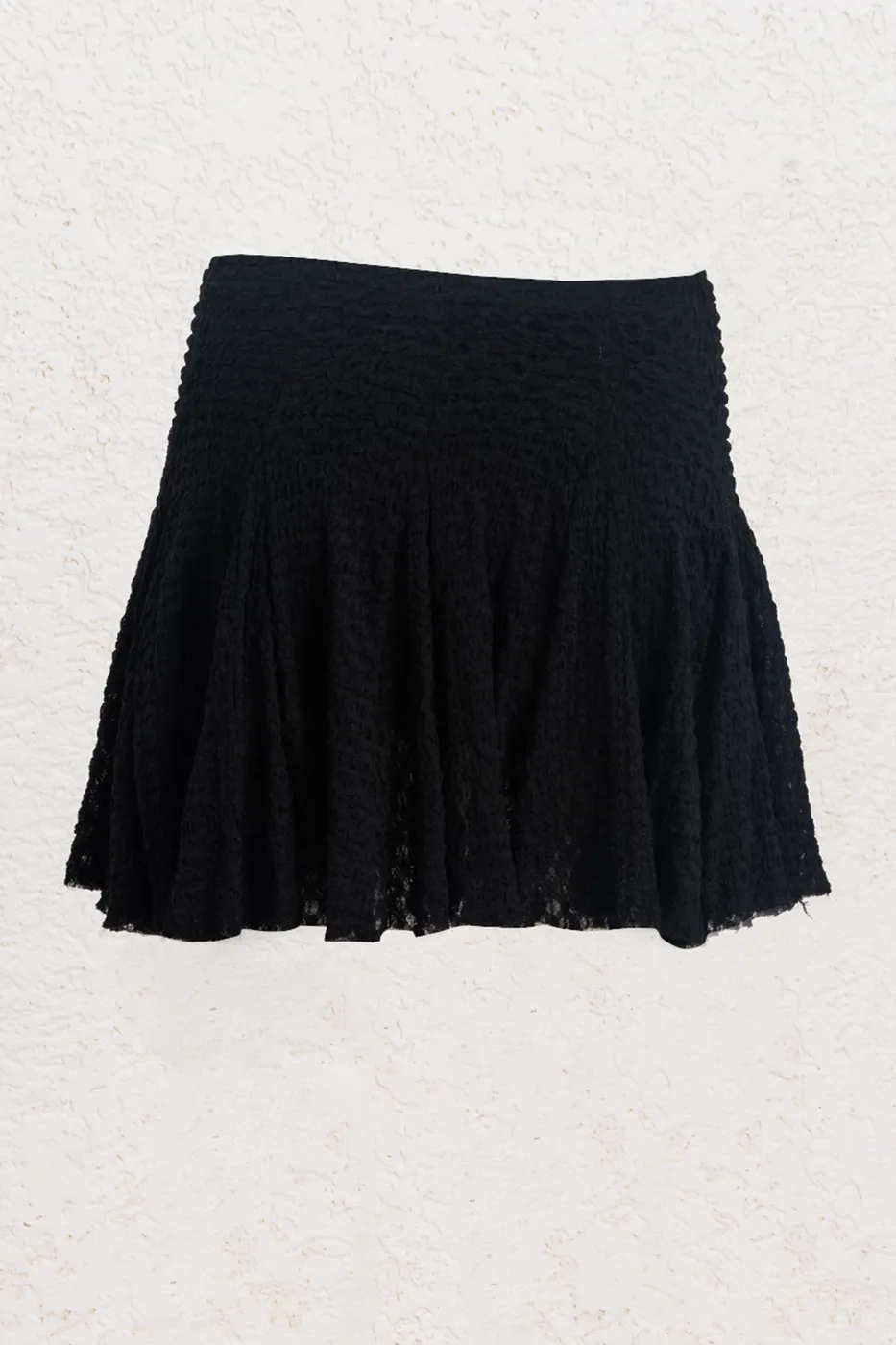 Bayan Siyah Volanlı Dantel Mini Şort Etek