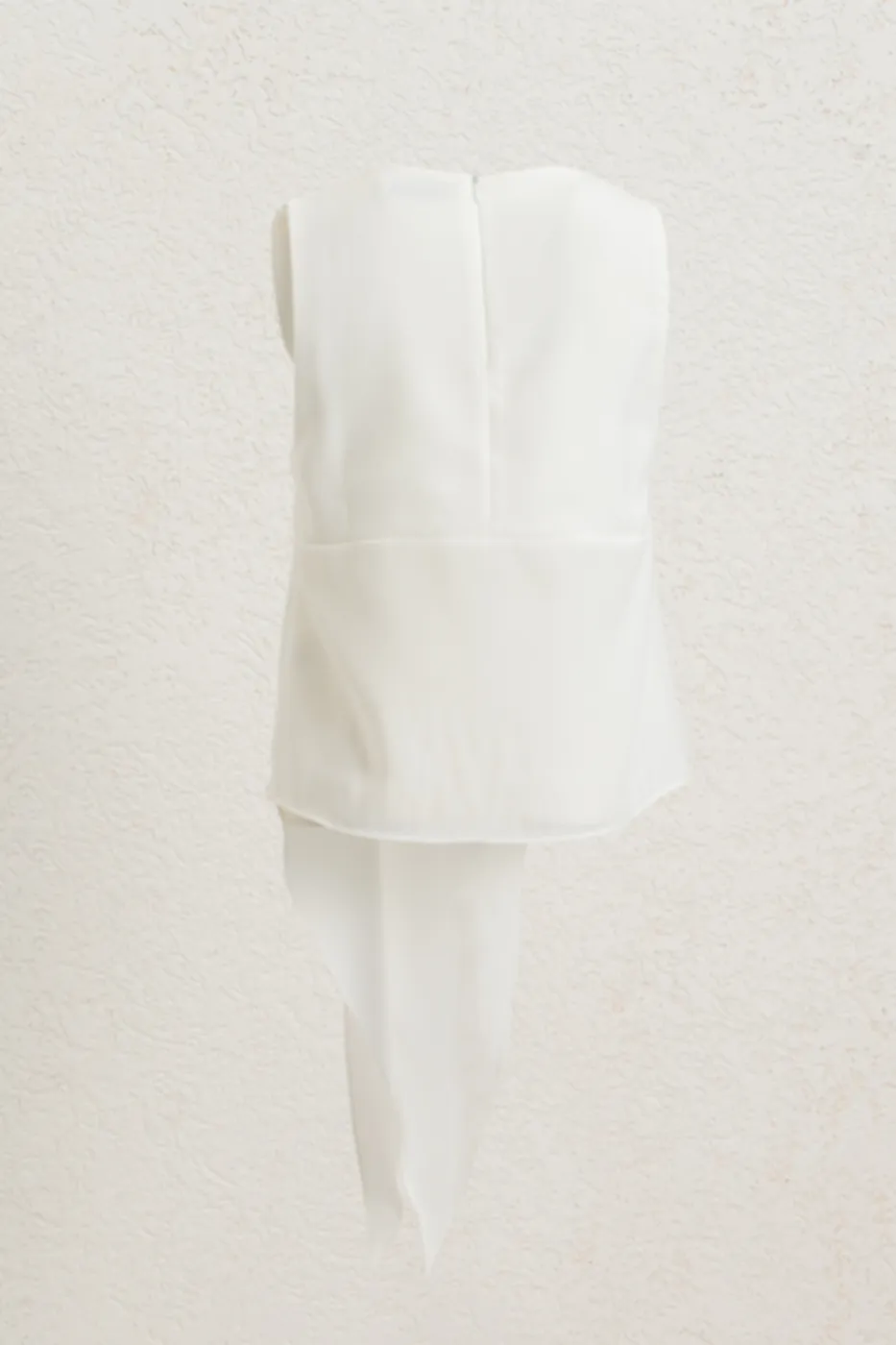 Bayan Beyaz Bağlamalı Krep Bluz