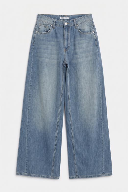 Düşük Bel Bol Paça Denim Pantolon