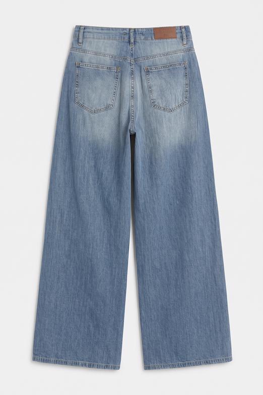 Düşük Bel Bol Paça Denim Pantolon