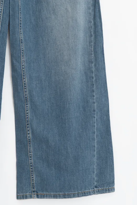 Bayan Mavi Düşük Bel Bol Paça Denim Pantolon - BSL